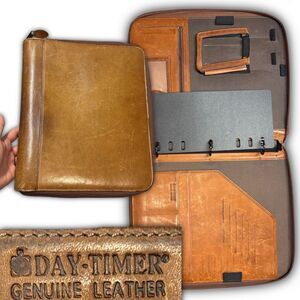 Day-Timer Genuine tan leather professional organizer and notebook cover